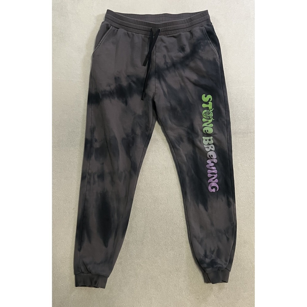 Stone Brewing Company Sweatpants Joggers Men's Size XL Gray Black Tie Dye